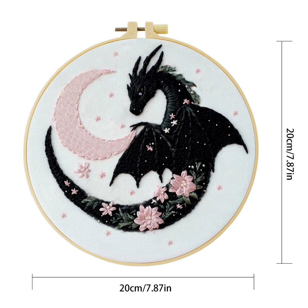 1pc 20X20CM/7.87inch The Dragon and the Moon Embroidery Starter Kit