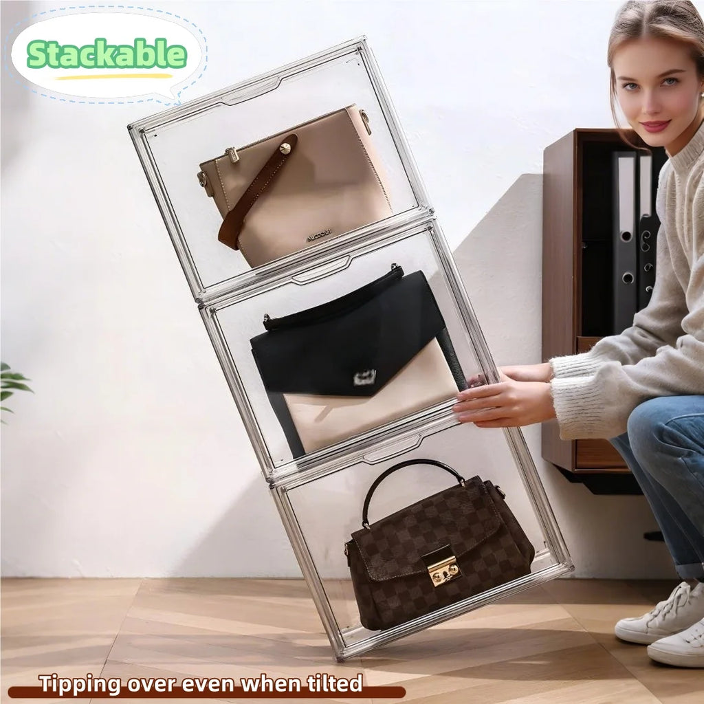 1pc/3pcs Clear Display Case Large Capacity Storage Box Organizer Toy Showcase
