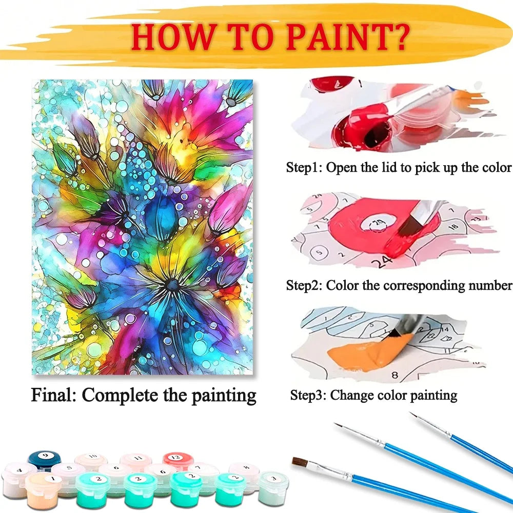 Abstrat Flower Diy Art Paint By Numbers For Adult Floral Craft Kit HandPainted On Canvas Valentines Gift Home Decor