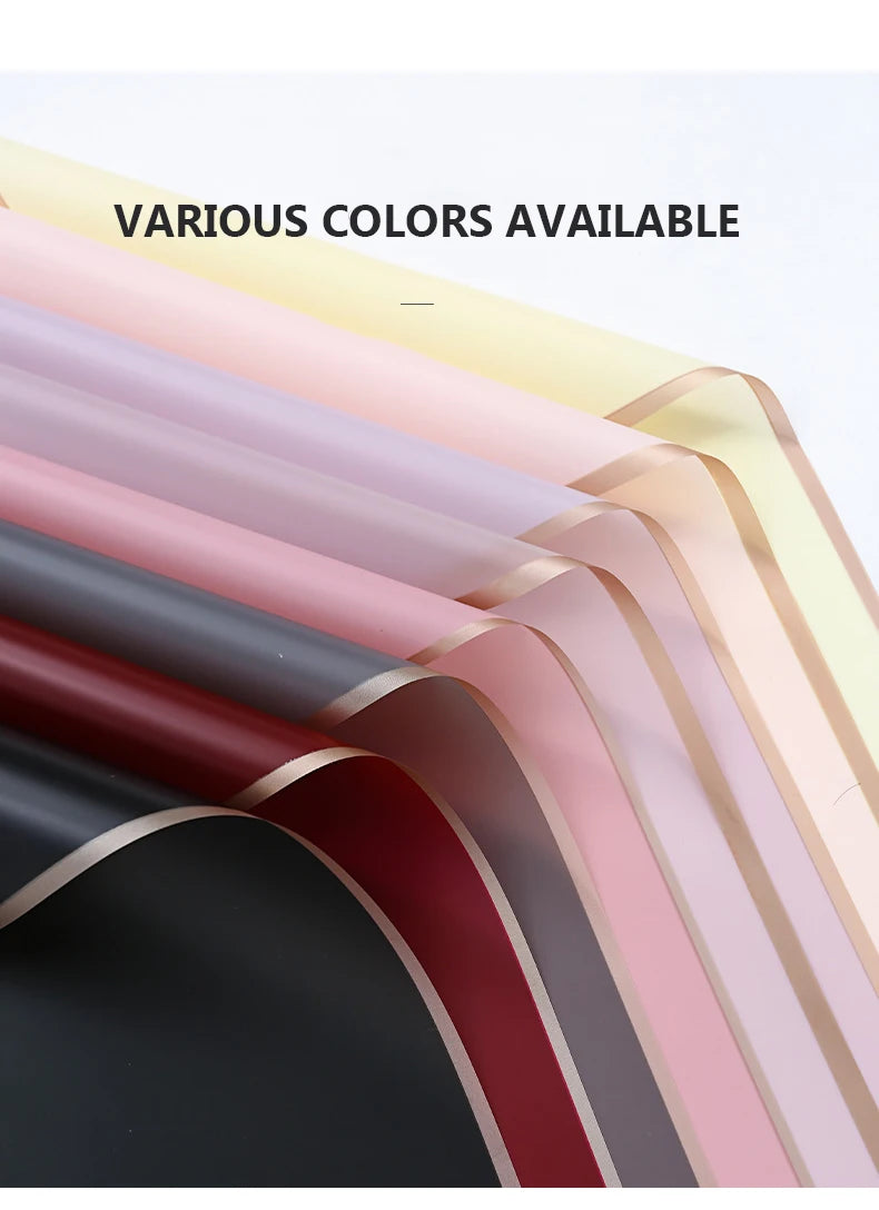 10 Sheets Flower Wrapping Paper with Golden Edges, Waterproof.