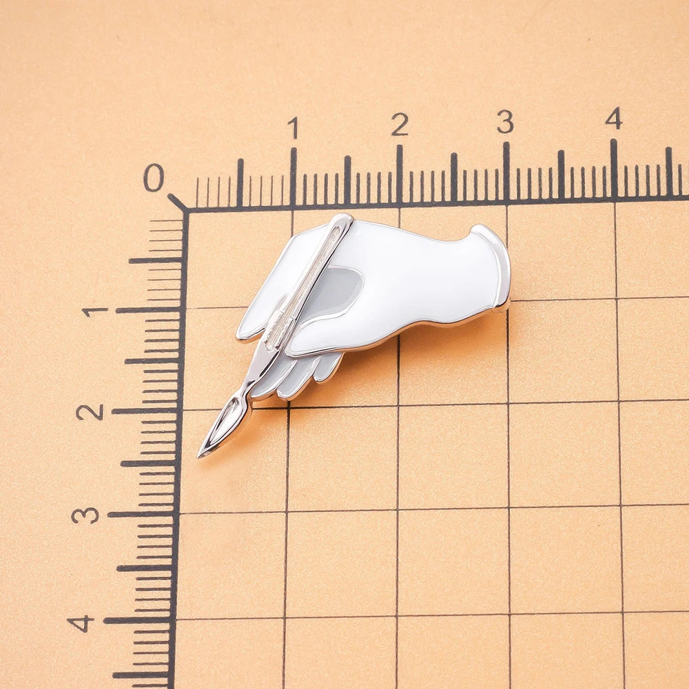 White Gloves with Scalpel Surgical Brooch Pins  Medical Jewelry for Surgeon Doctor Nurse