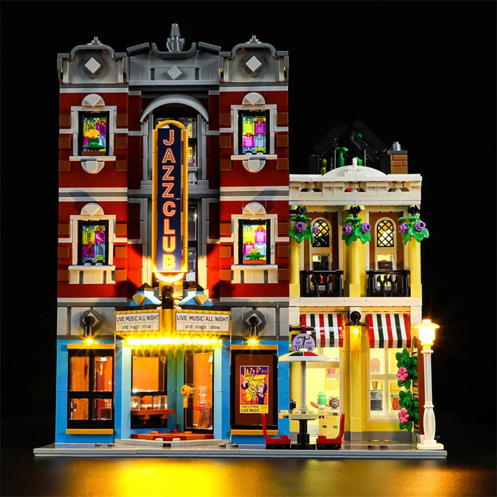 Creating Jazz Club Expert Pizza Shop House Building Blocks Street View Toys Christmas gift