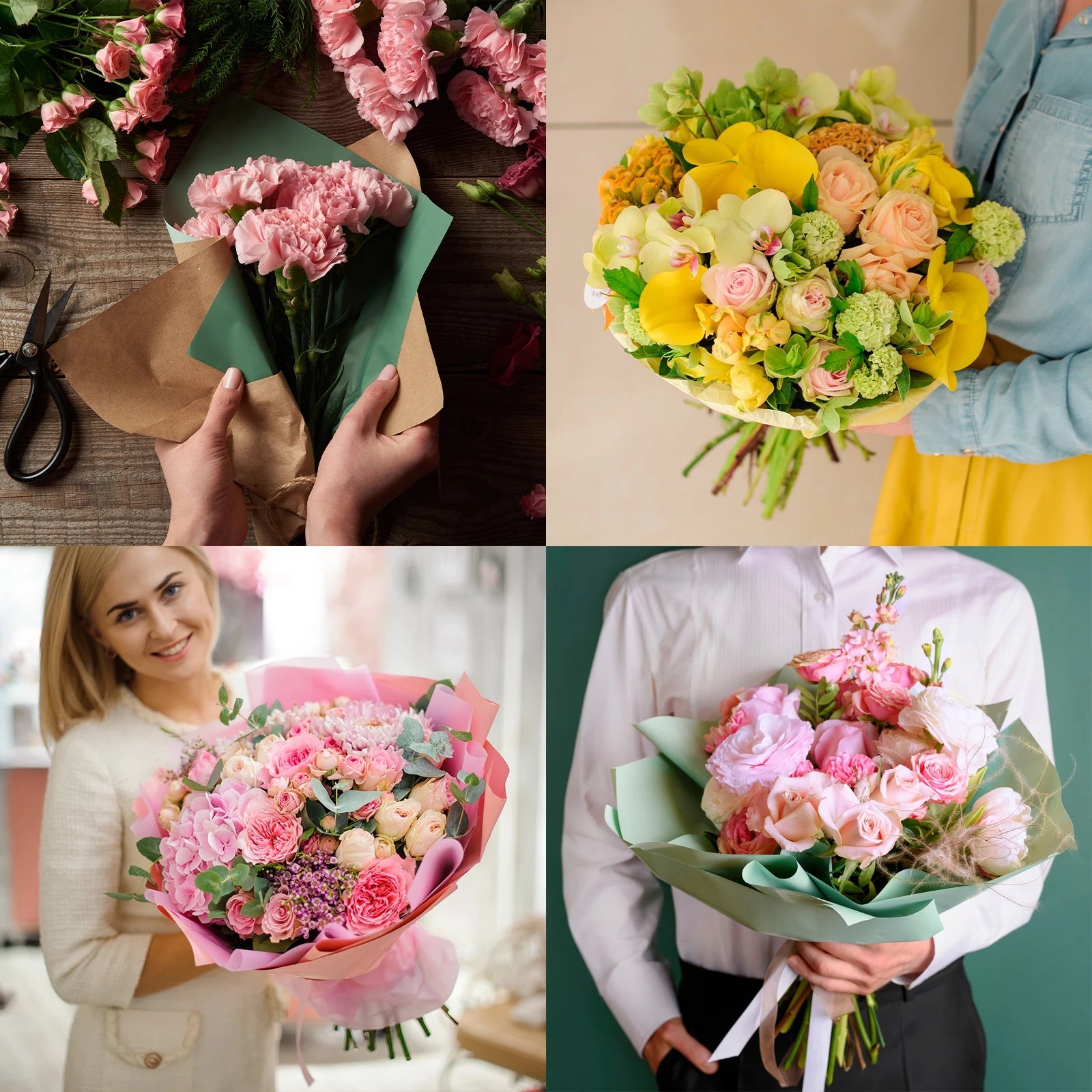 20 Sheets Flower Wrapping Paper Waterproof Flower Paper