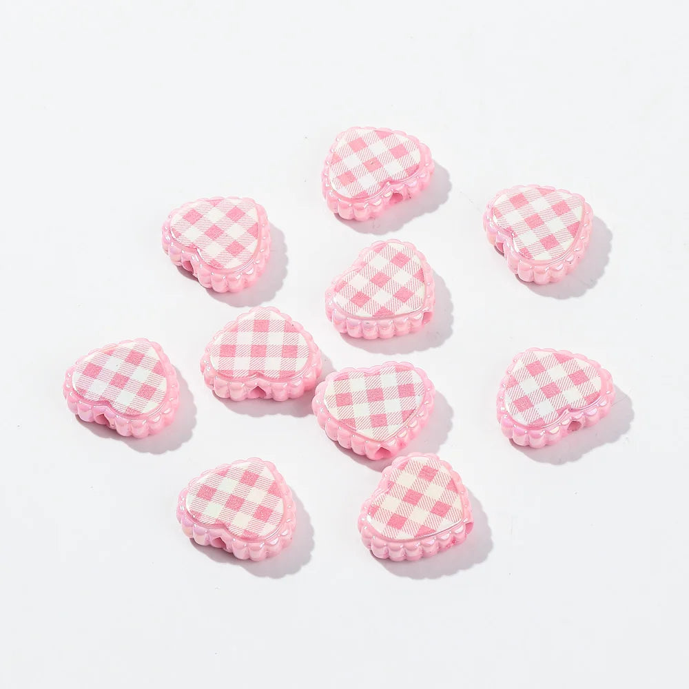10pcs Love Heart Spacer Loose Beads Charms for DIY Bracelet Necklace Earring Jewelry Accessories