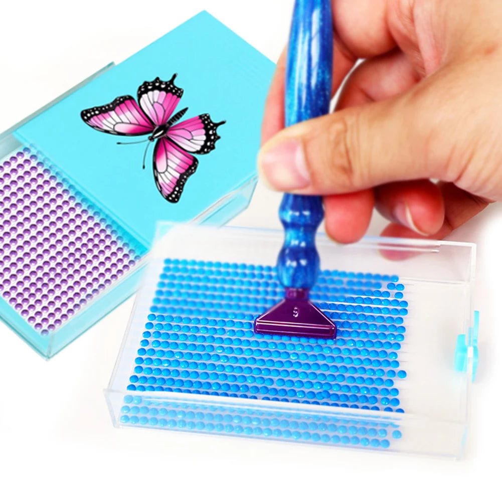 4pc Diamond Painting Tool Tray with Lids,Brush and Spoon 5D DIY Drills Plate