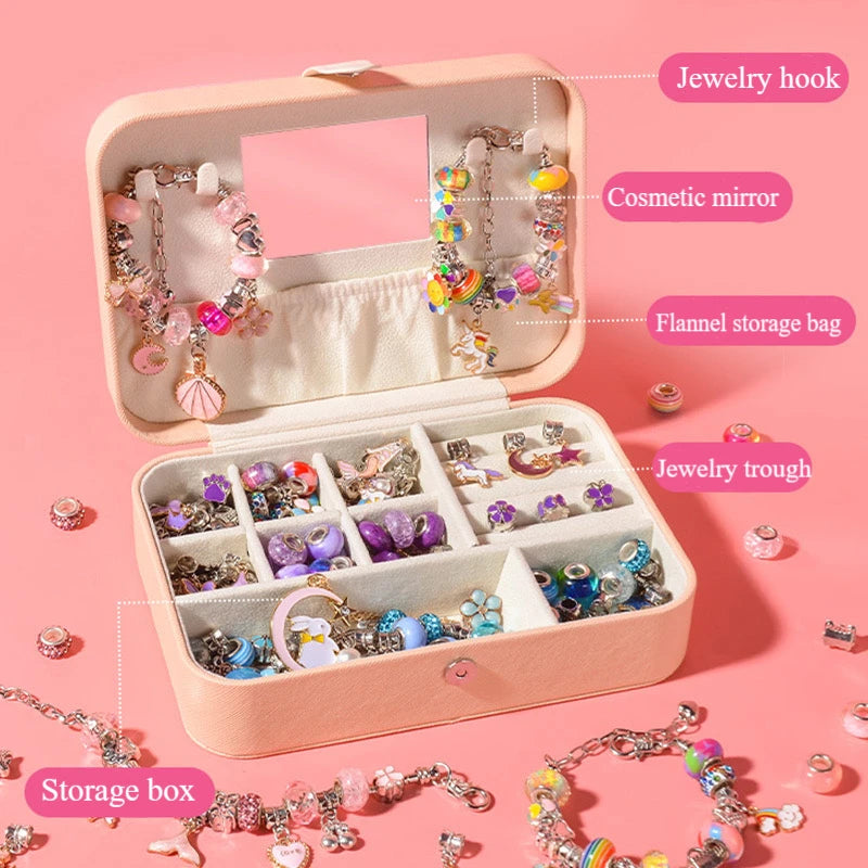 DIY handmade beaded bracelet Girl's birthday gift box set Pink