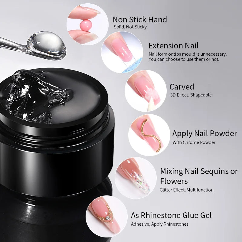 2PCS  Non Stick Hand Extension Nail Gel for 3D Shaping Sculpting Carving DIY Nails