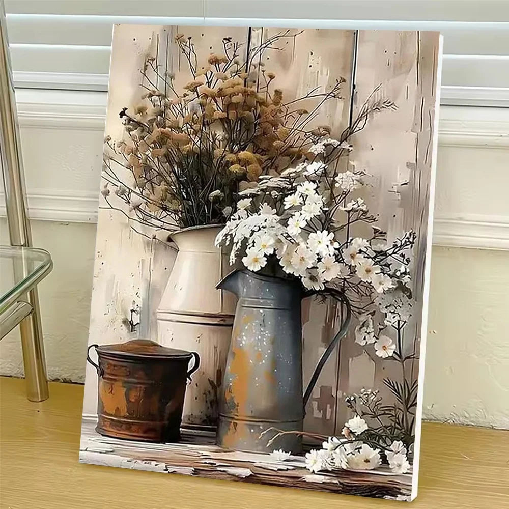 Vintage Flower Diy Art Paint By Numbers For Adult Floral Craft Kit
