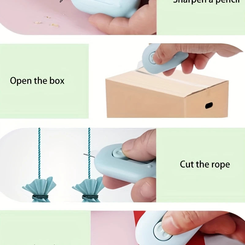 4pcs mini unboxing knives with retractable letter openers