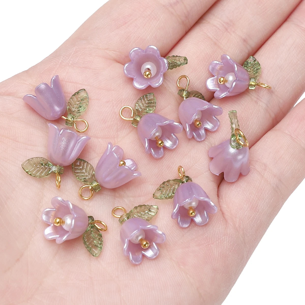 11x14mm 2-10Pcs lily of the valley flower bud beads plated with colored loose beads