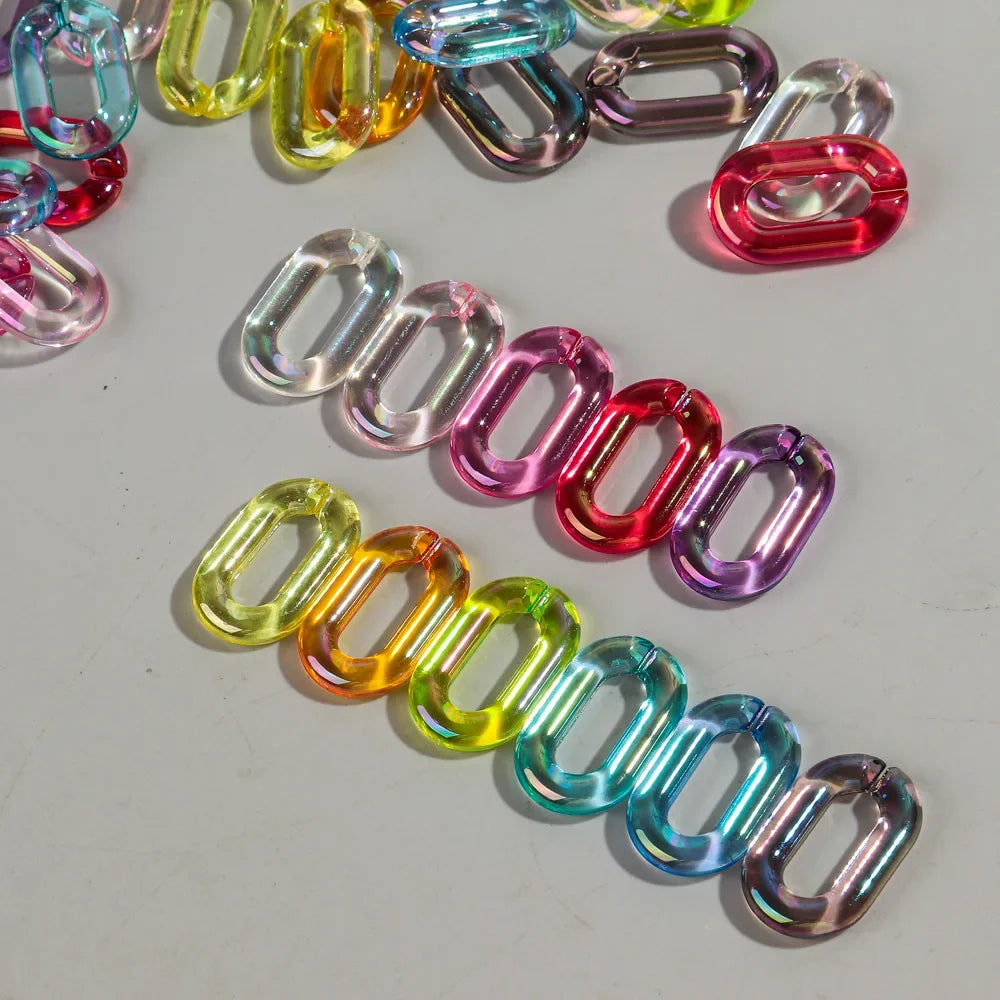 Colorful 20pc Transparent Oval LinkOval Link Chain Beads