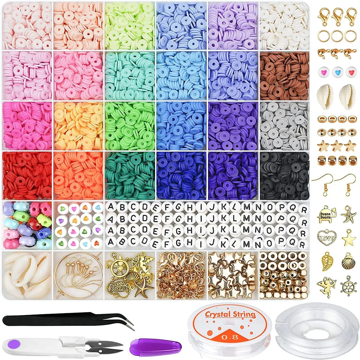 Handmade Jewelry Set Polymer Clay Beads Set Rainbow Color