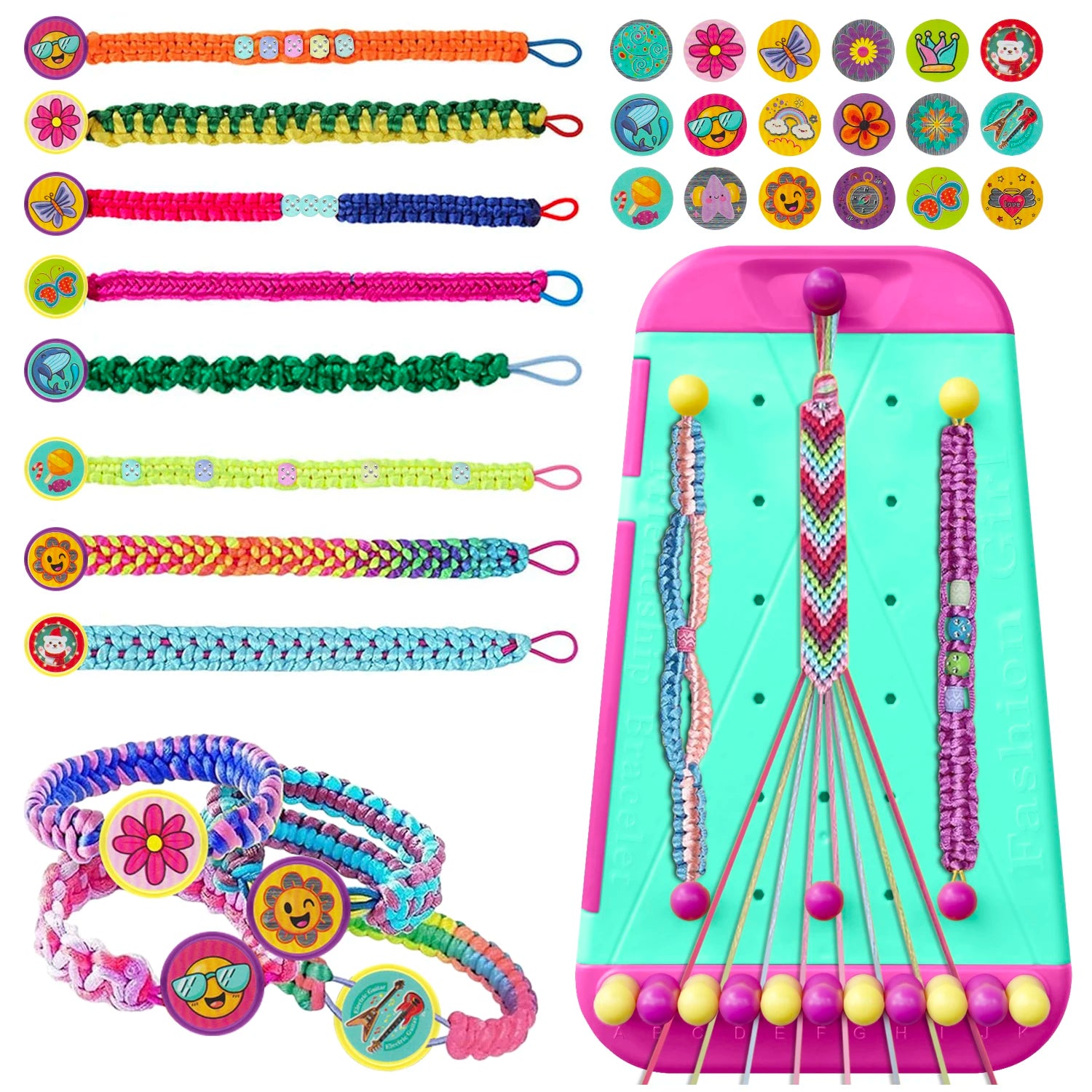 Girl's Bracelet Crafting Kit, Rainbow Rubber Band Loom Set, DIY Birthday Gift