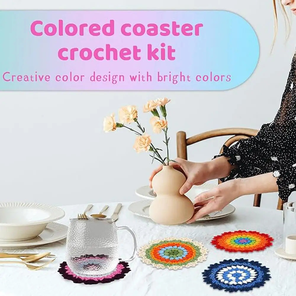 Crochet Set Crochet Kit For Beginners Coaster, With Crochet Yarns