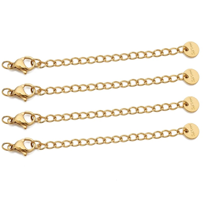 10pcs Stainless Steel Extension Chains with Lobster Clasps Connector Link