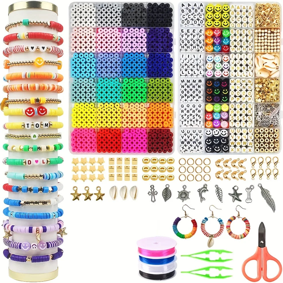 Handmade Jewelry Set Polymer Clay Beads Set Rainbow Color