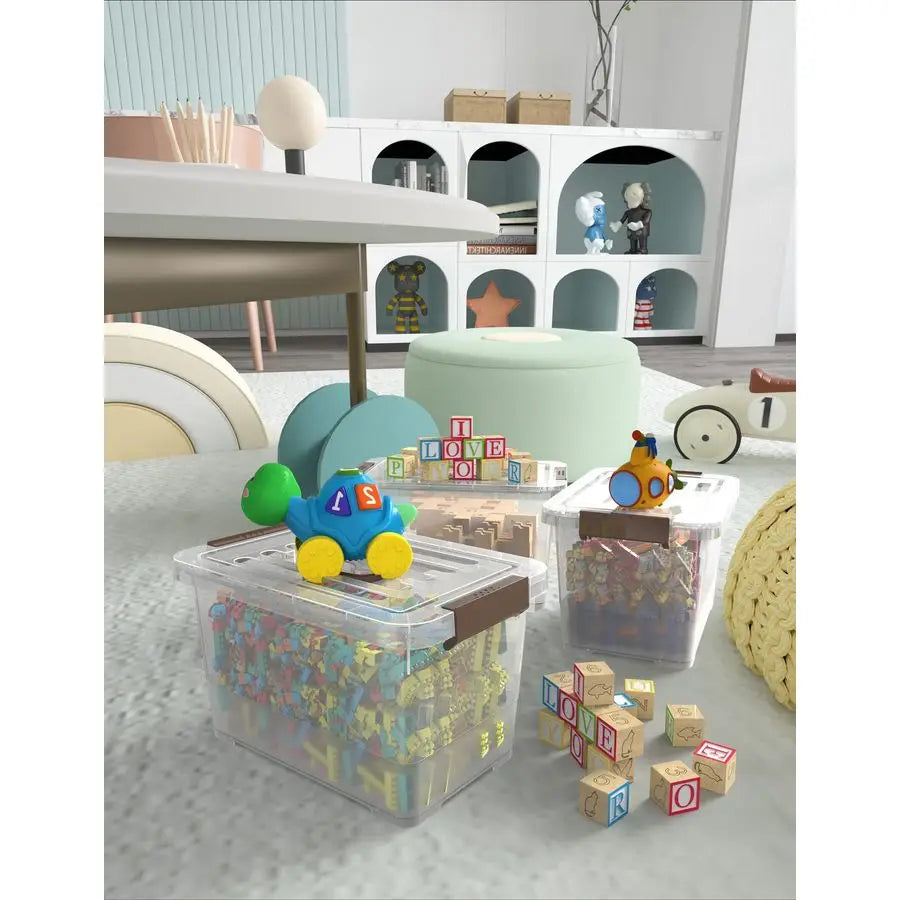 6Pack Clear 7 Quart Storage Latch Box Bins, Plastic Stackable with and Lid, MultiPurpose