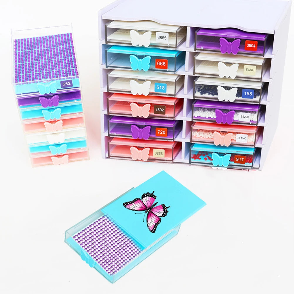 4pc Diamond Painting Tool Tray with Lids,Brush and Spoon 5D DIY Drills Plate
