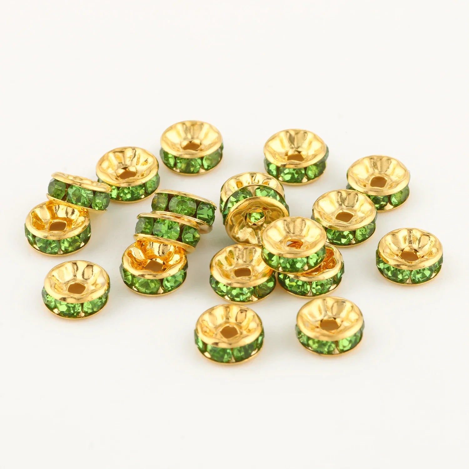 50pc/Lot 6mm 8mm 10mm AB Color  Rhinestone Ball Shape Loose Beads Metal Crystal Beads