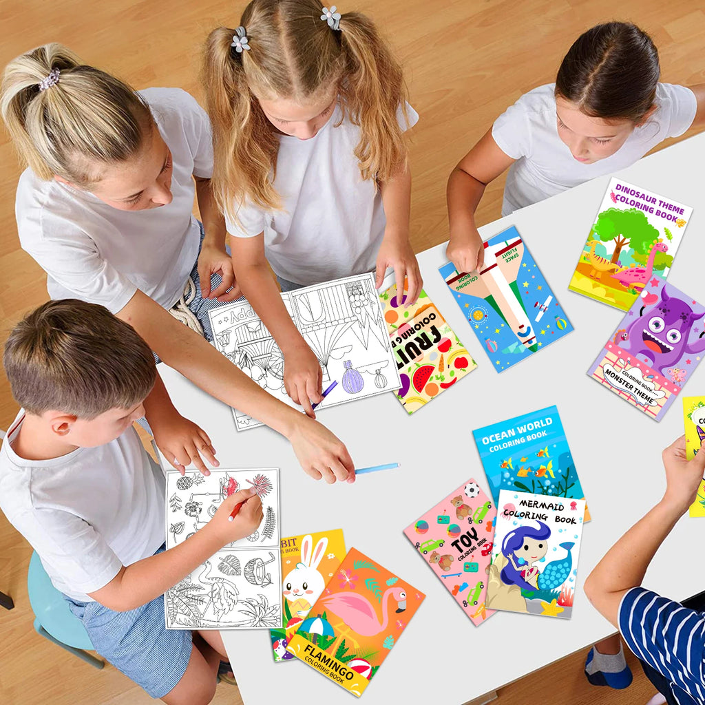 20 Pack Coloring Books for Kids with 20 Stacking Crayons Set, Ages 2-4-8-12 Small Activity Book