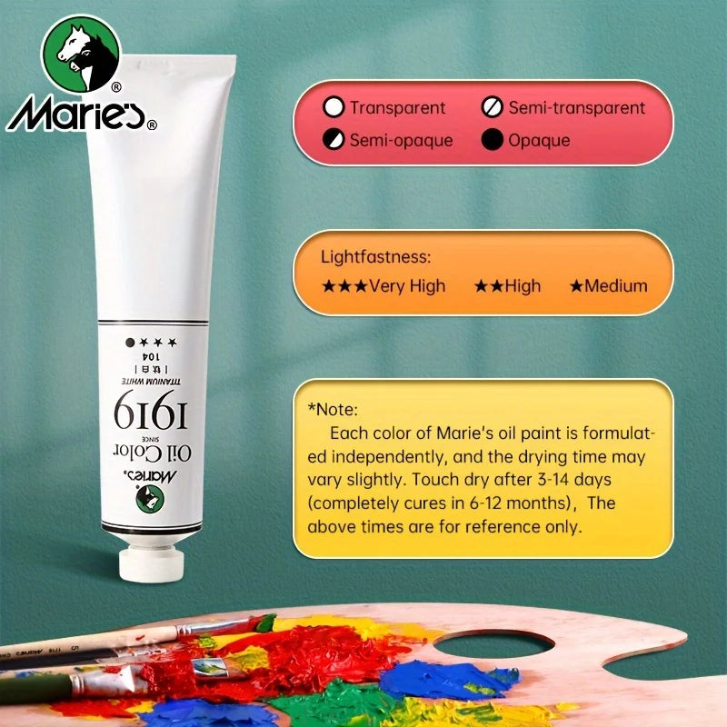 5pcs Marie's Oil Paints Set Vibrant Colors, Professional.