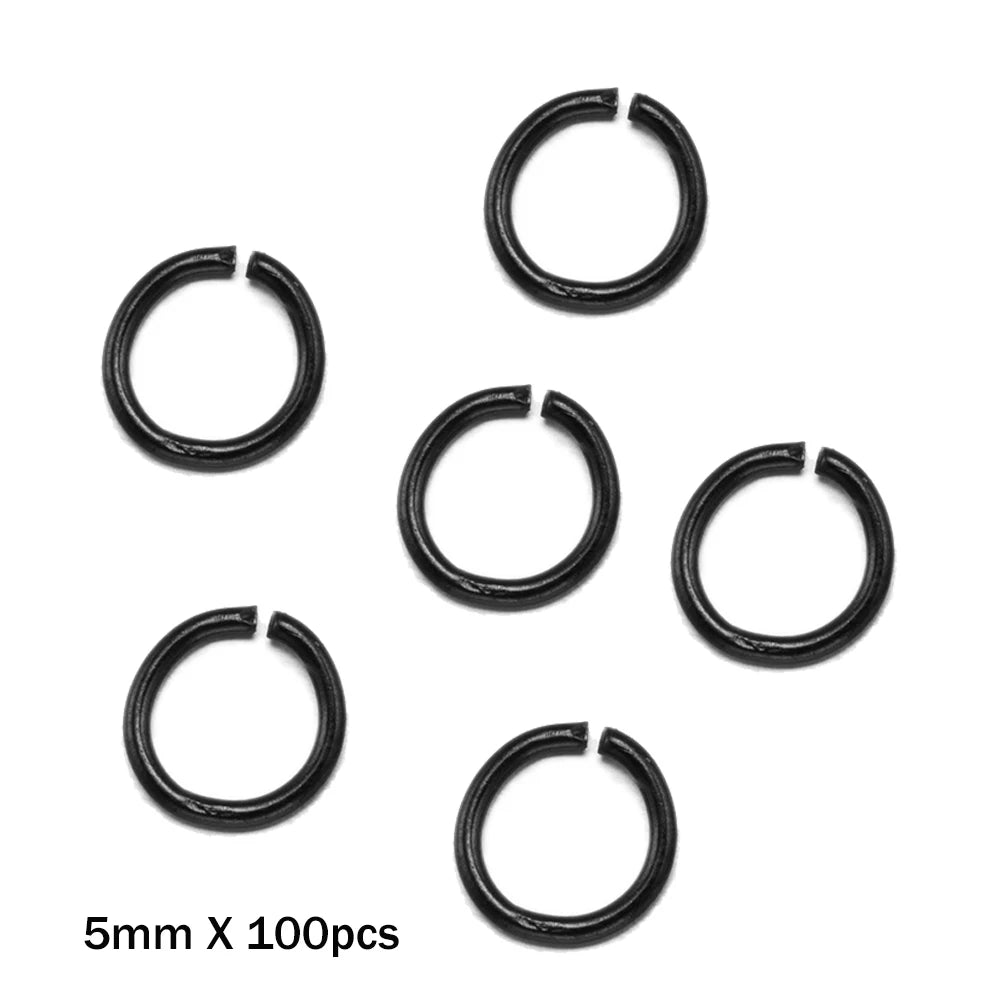 100-200pcs Stainless Steel Split Rings Black Open Jump Rings Connector