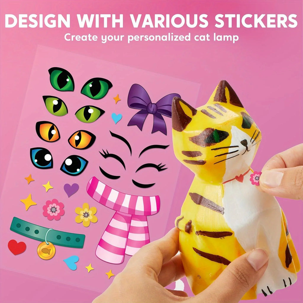 JOYFY Kids DIY Night Light Paint Your Own Cat Lamp