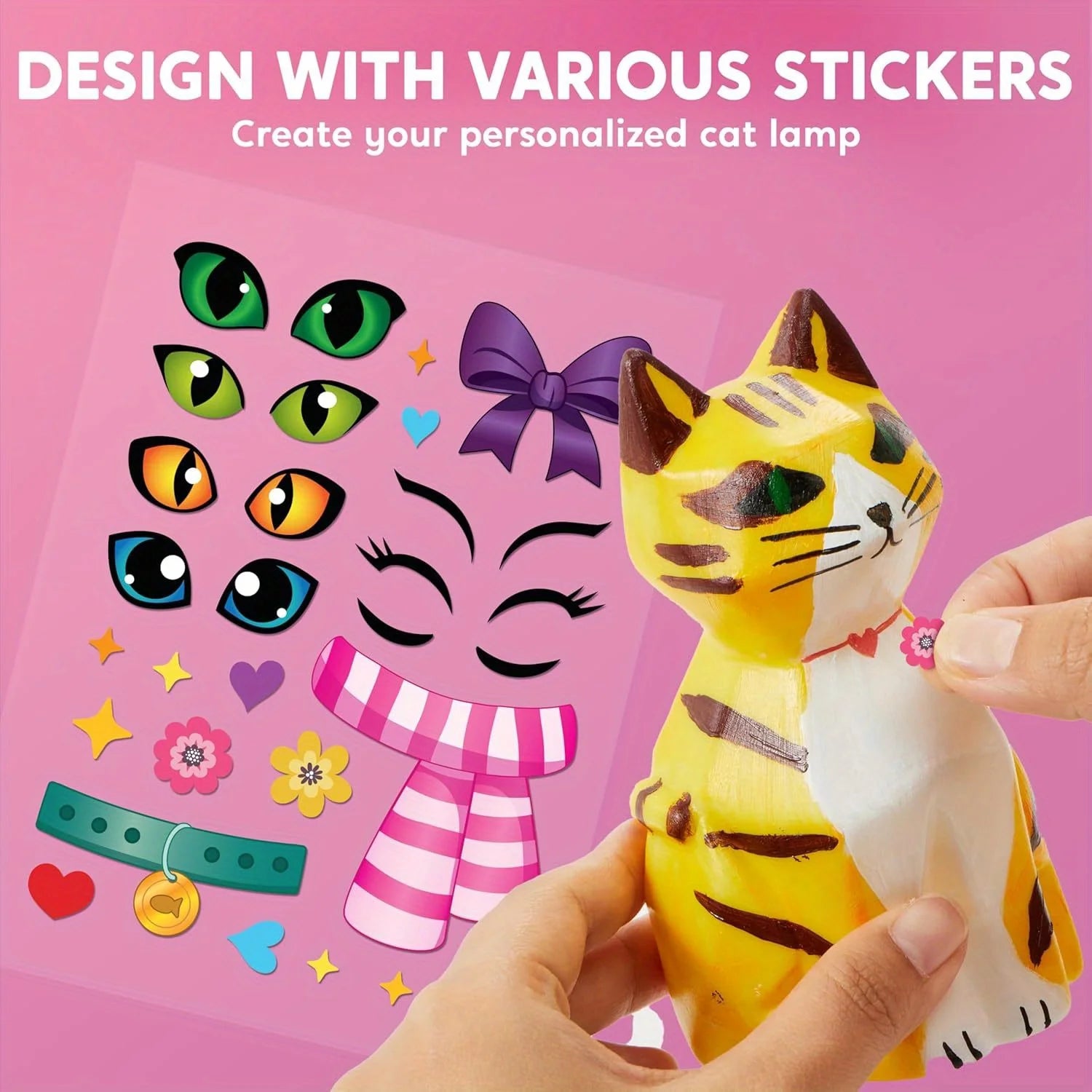 JOYFY Kids DIY Night Light Paint Your Own Cat Lamp