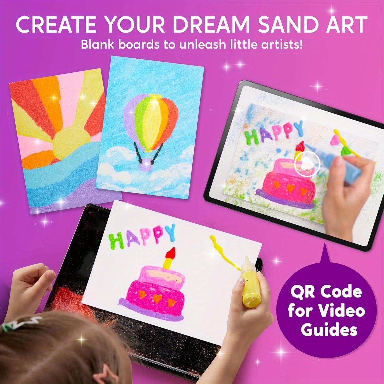 Kid Glow Sand Art Kits Glow in The Dark Sand Painting with 14 Colors