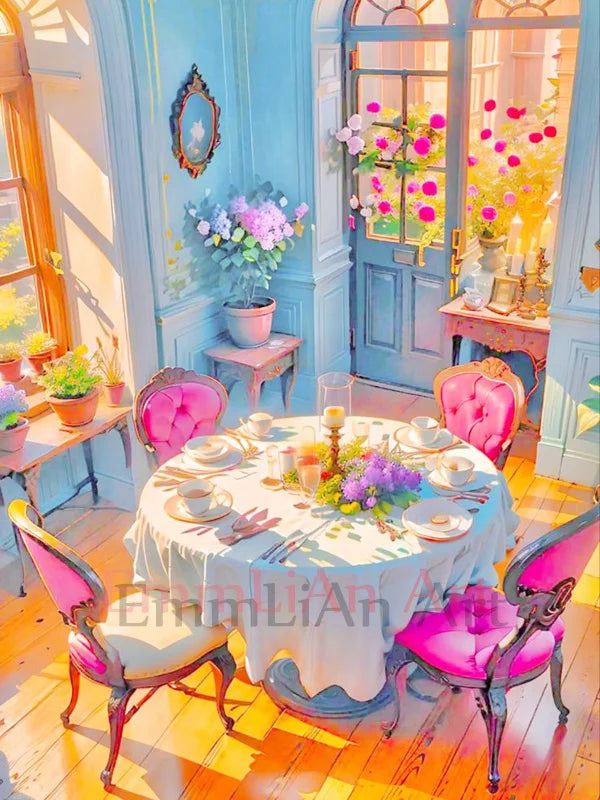 100% Full Fairy Dust Drill Diamond Painting Window Landscape 5D DIY Crystal Diamond Mosaic Art Flower in Vase Bedroom Decor Gift