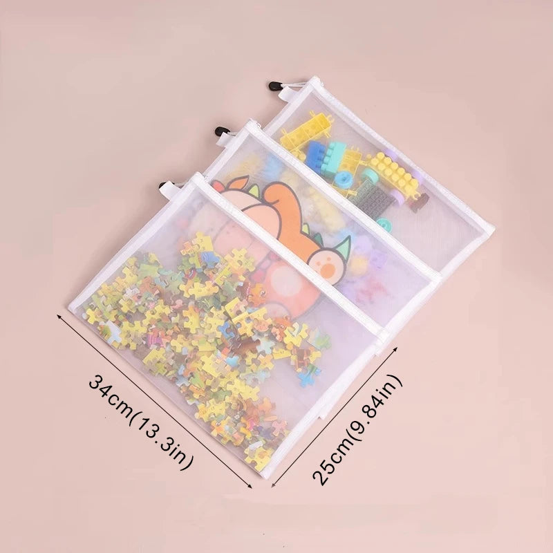 Mesh Zipper Pouch Clear Document Bag Toy storage bag small toy