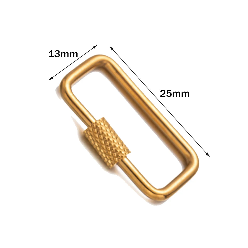 5pcs Stainless Steel Oval Star Buckle Carabiner Screw Lock Clasps For DIY Key ring