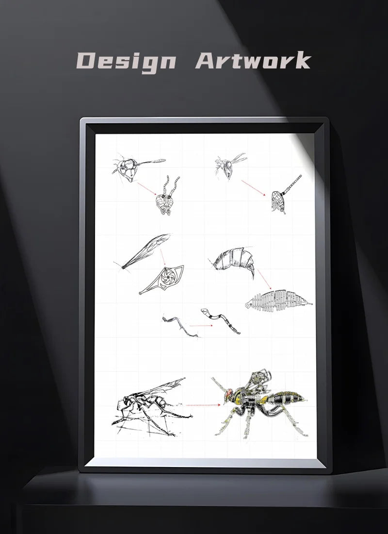 Large Wasp 3D Puzzle Metal Assembly Model Mechanical lnsect Toy for Boy Kids