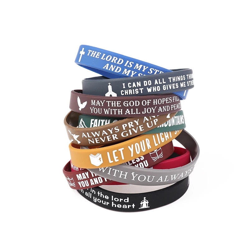 40pcs Inspirational Bible Verse Silicone Bracelets Faith-Based Wristbands