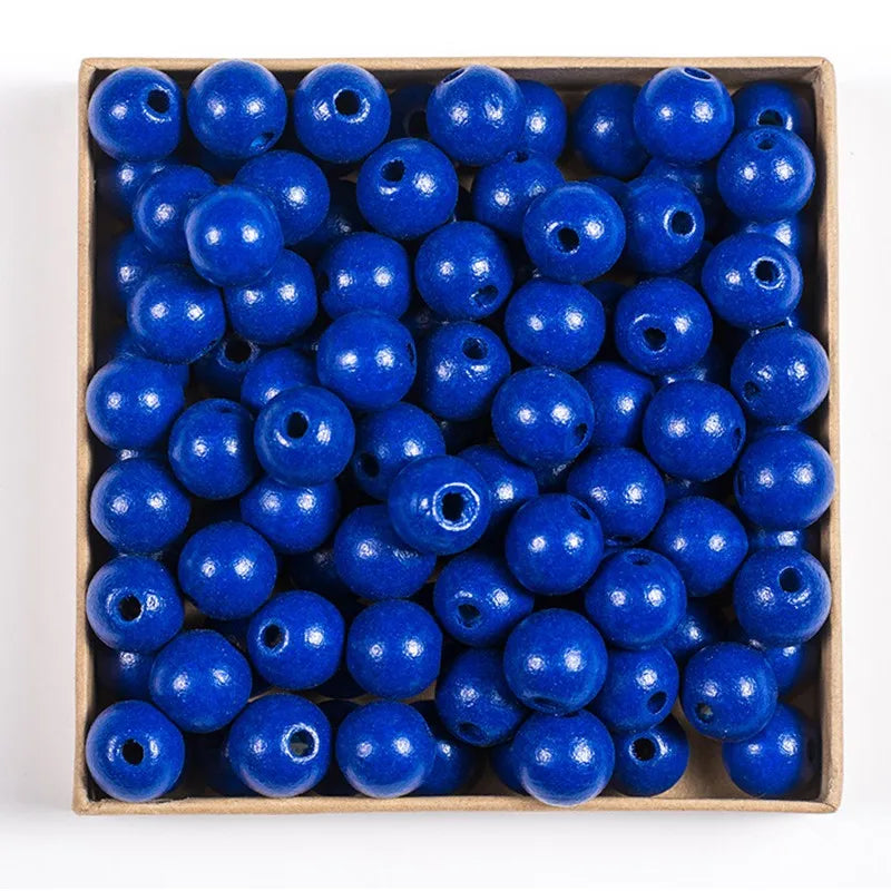 Wooden Beads Multi Colors Round Shaped DIY Craft Bracelet Necklaces Jewelry Accessories