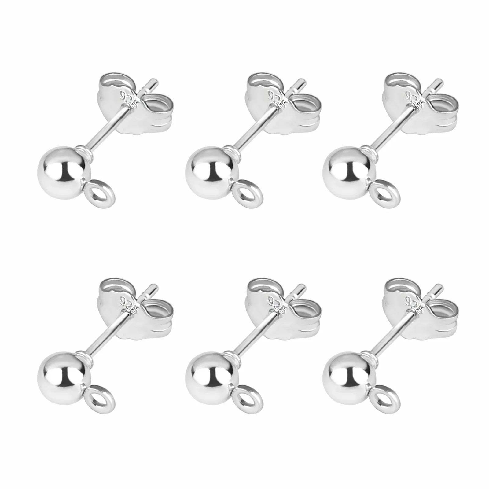 50pcs/Bag 925 Silver Stainless Steel Earring Studs Blank Post Base Pins With Earring Plug