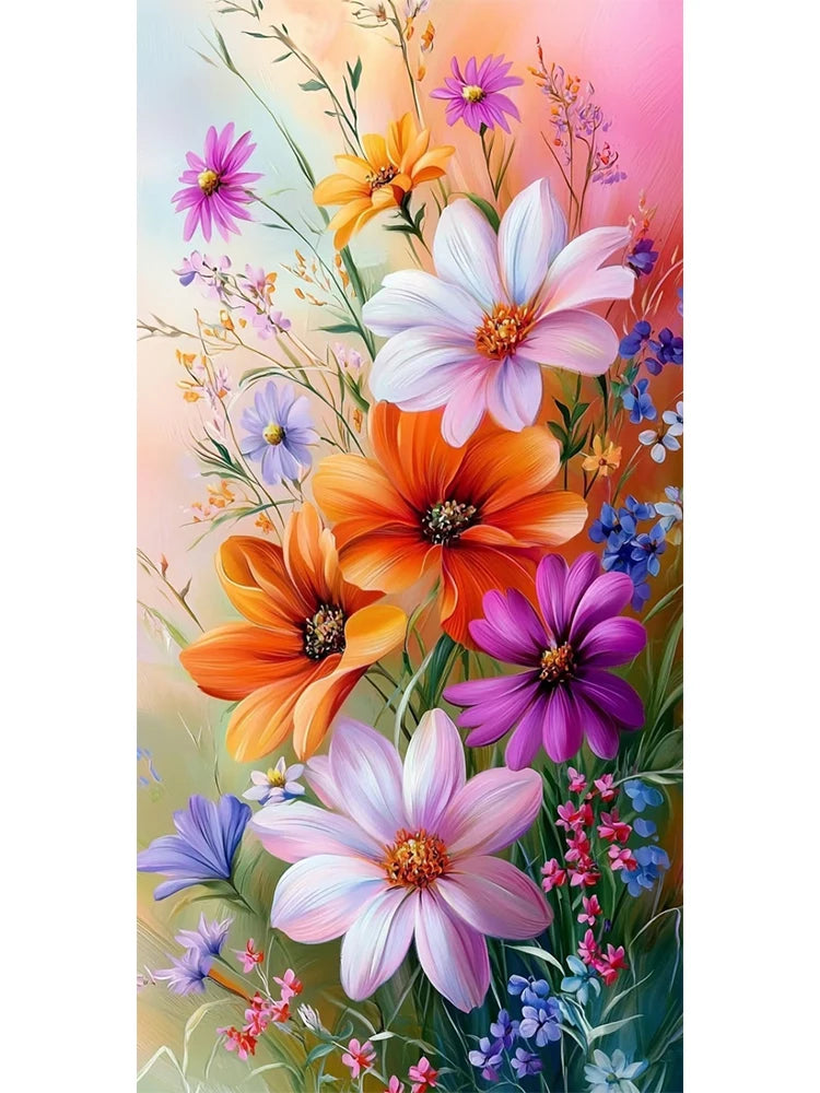 Big Diamond Painting DIY Giant Dreamy Colorful Flower Diamond Art 5D Square Round Rhinestone.