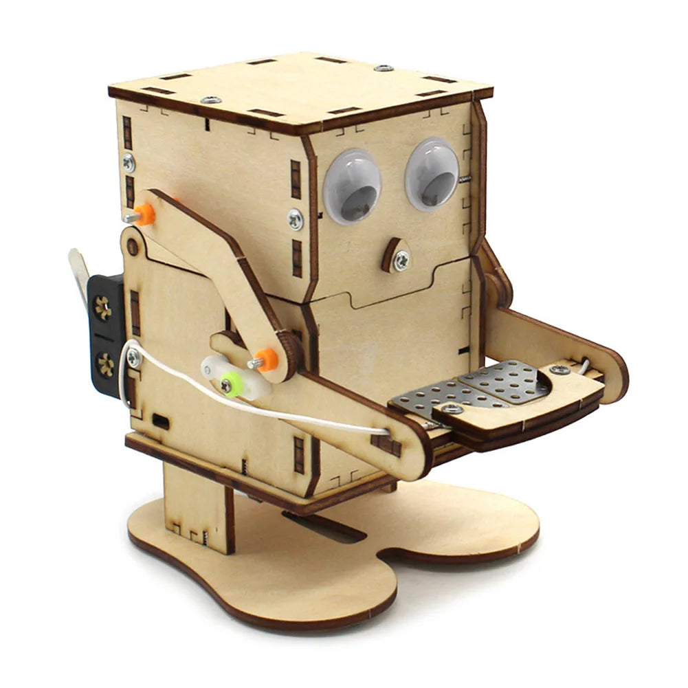 Robot Eating Coin Wood DIY Model