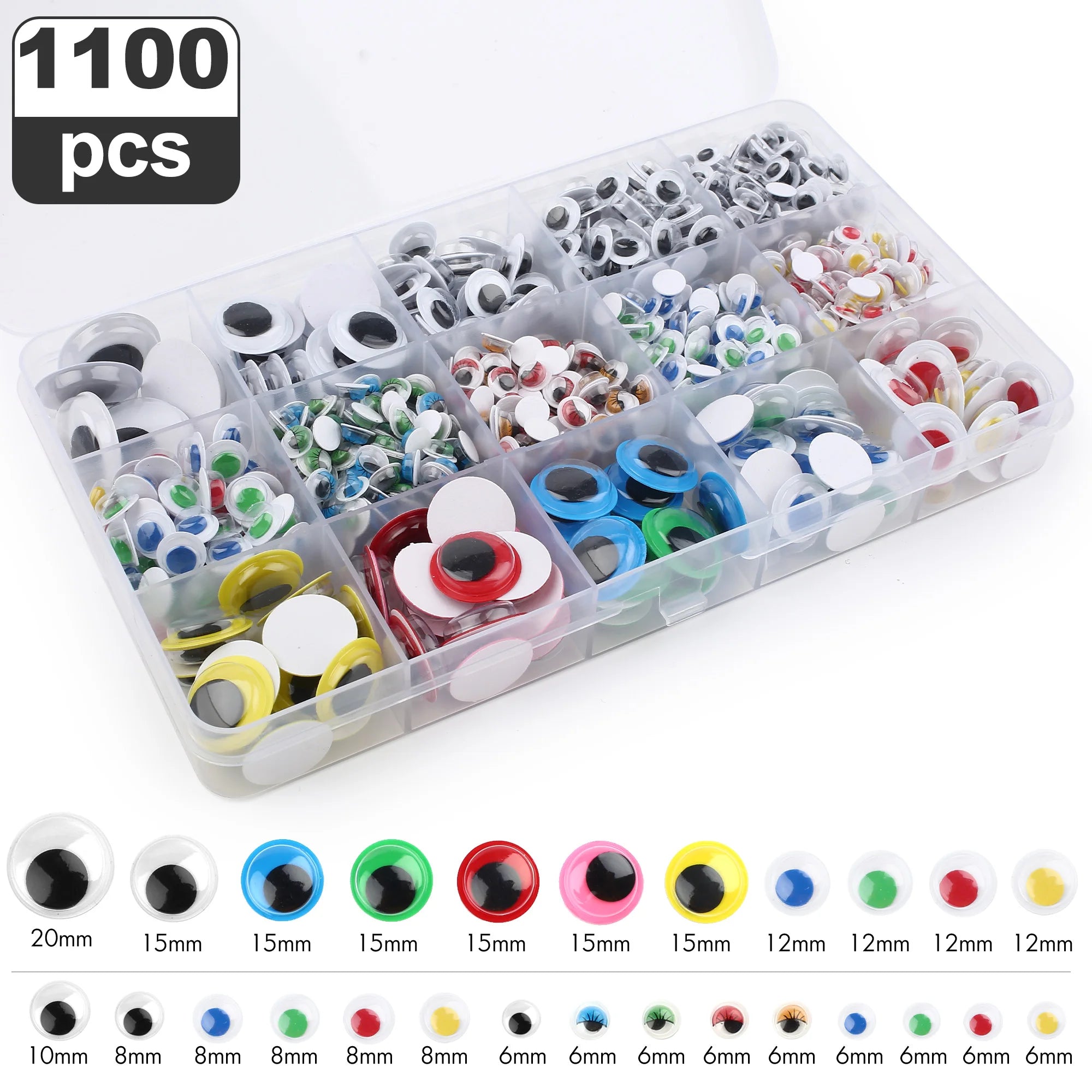 1100pcs Self-adhesive Googly Wiggle Eyes for DIY
