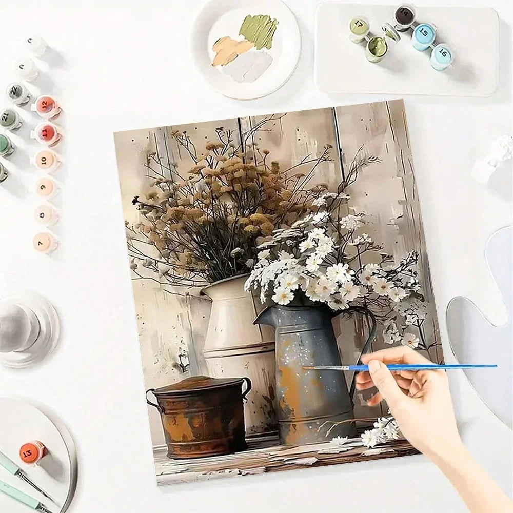 Vintage Flower Diy Art Paint By Numbers For Adult Floral Craft Kit