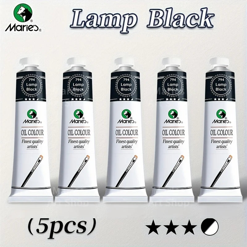 5pcs Marie's Oil Paints Set Vibrant Colors, Professional.