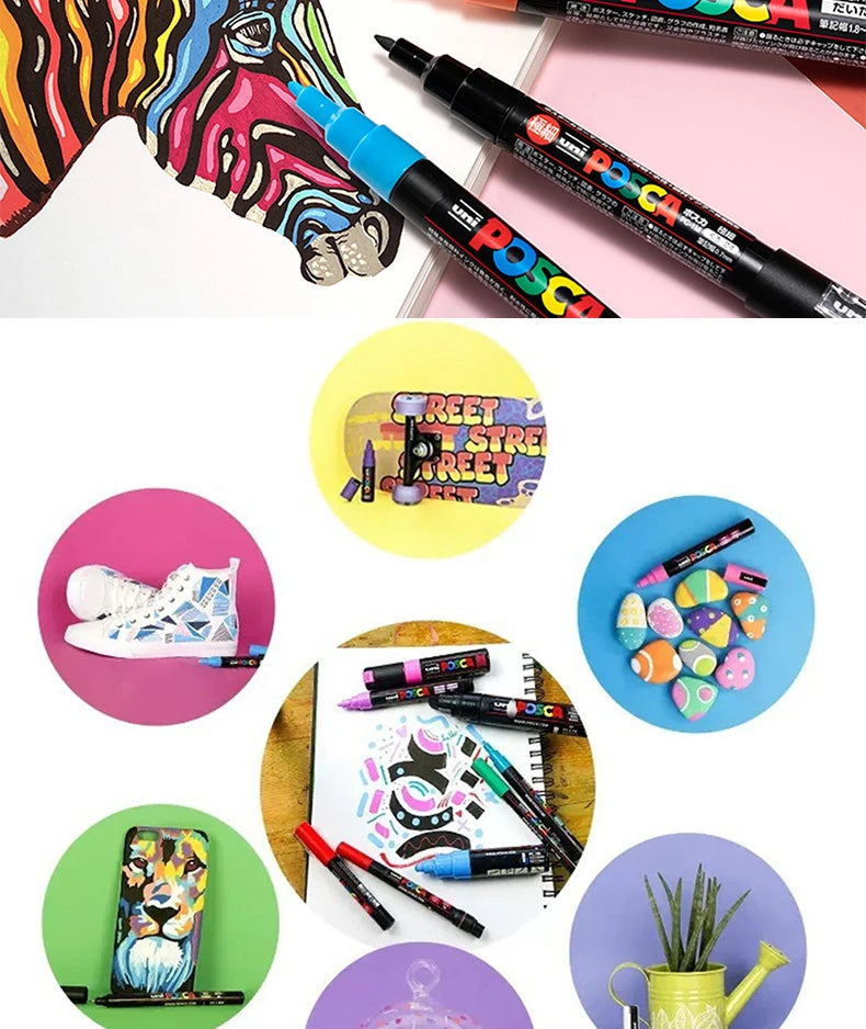 24 Color UNI Marker Pen Set Water-based Color