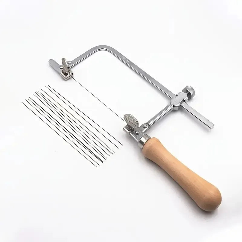 Professional jeweler saw set, adjustable U-shap bow with 12 blades