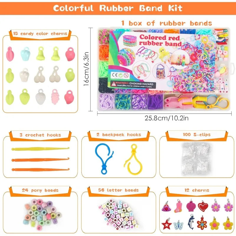 Colorful Loom Bracelet Making Kit with Storage Box DIY Art Craft Set with Charms Beads Christmas Gift