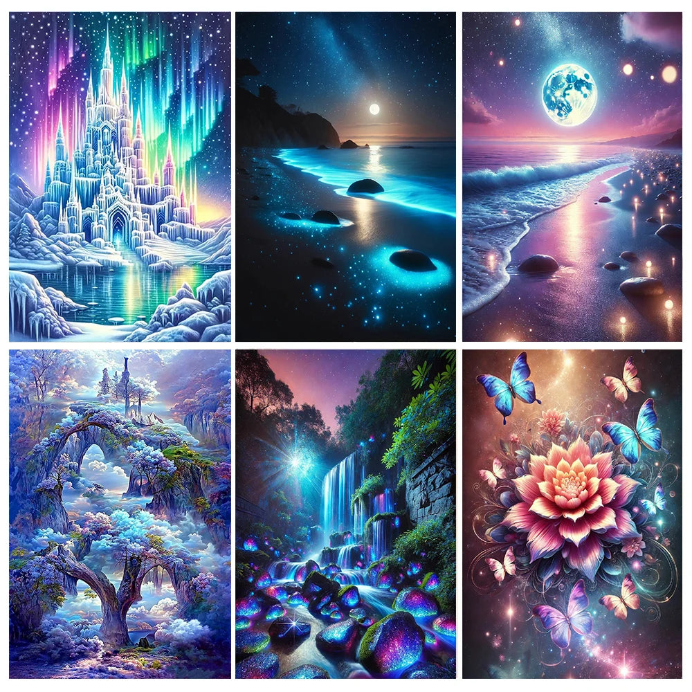 6 Kinds Of Patterns Scenery Diamond Painting Art Kits