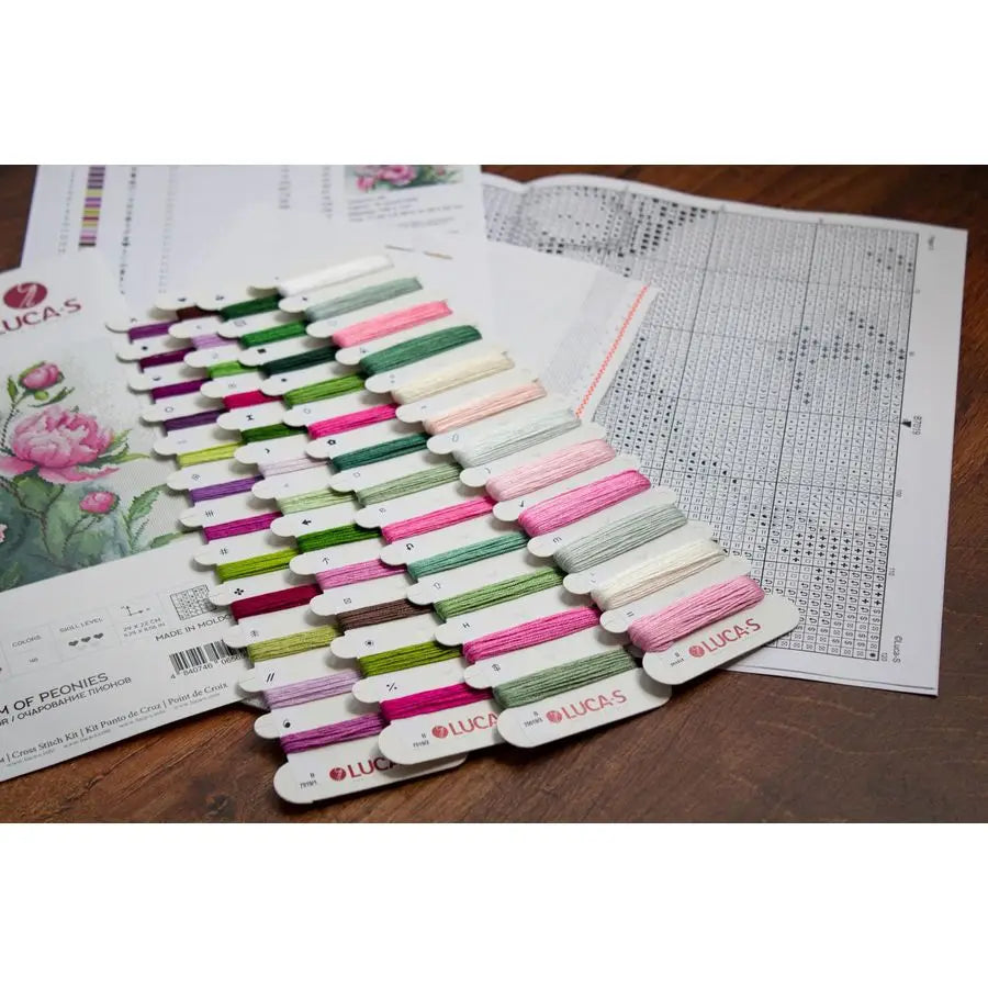 Cross Stitch Kit The Charm of Peonies, Counted  for Adults, Embroidery Kit,