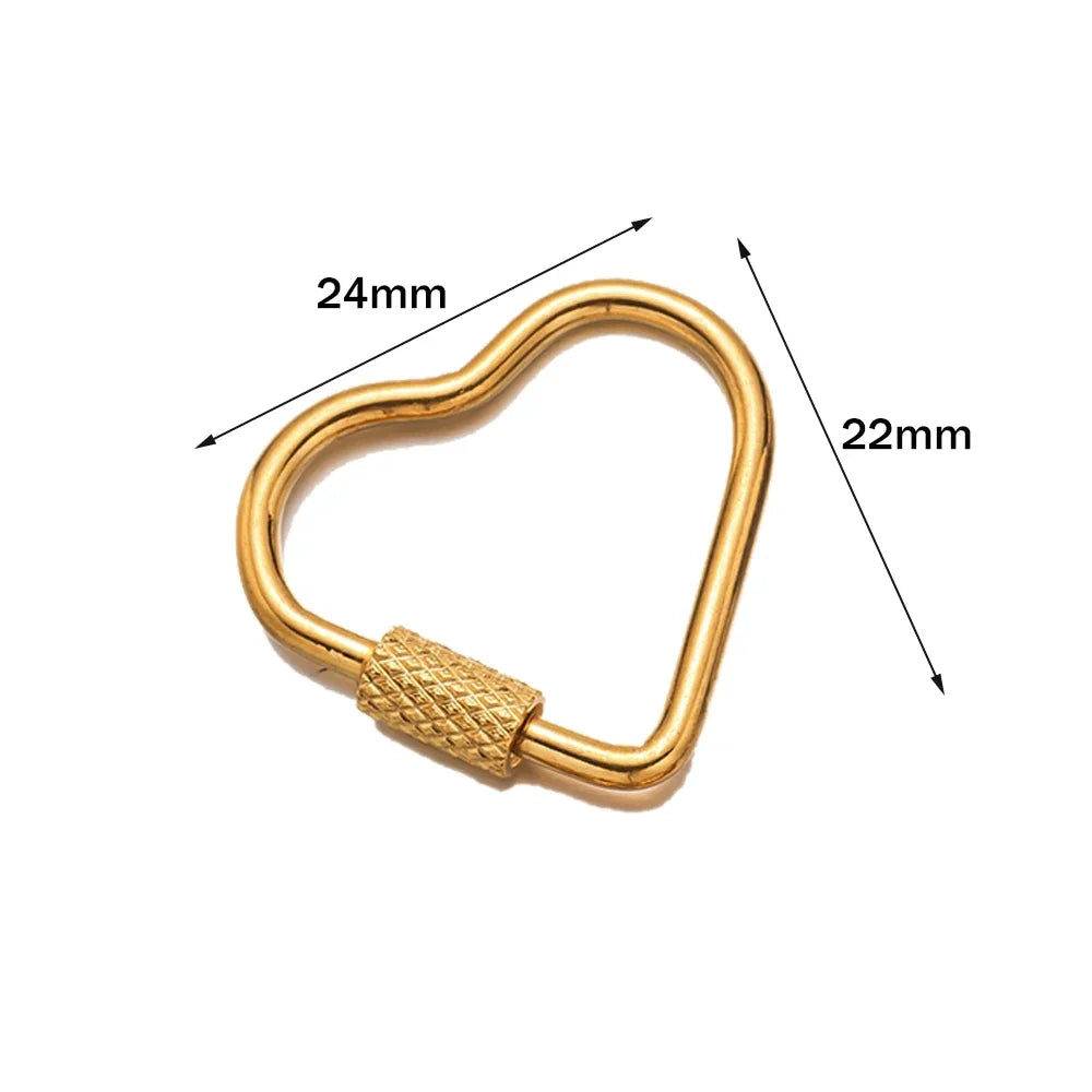 5pcs Stainless Steel Oval Star Buckle Carabiner Screw Lock Clasps For DIY Key ring