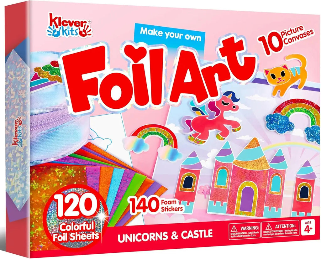 Foil Art Kit Arts & Crafts Supplies Mess Free Coloring Foil Foam Stickers Creative Travel Toys for Kid Birthday Gifts