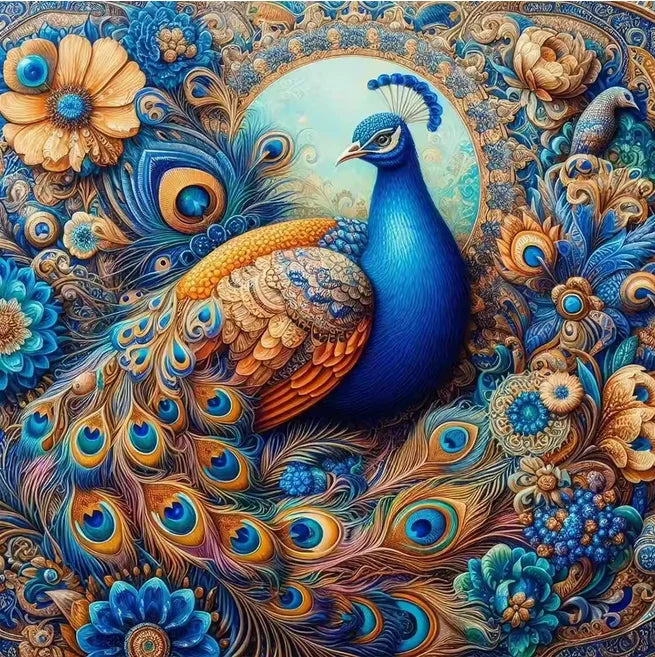 5DDi Colorful Flowers Animal Peacock Diamond Art Kits for Beginners, DIY Full Round Gem Art Picture for Gift Home Wall Decor