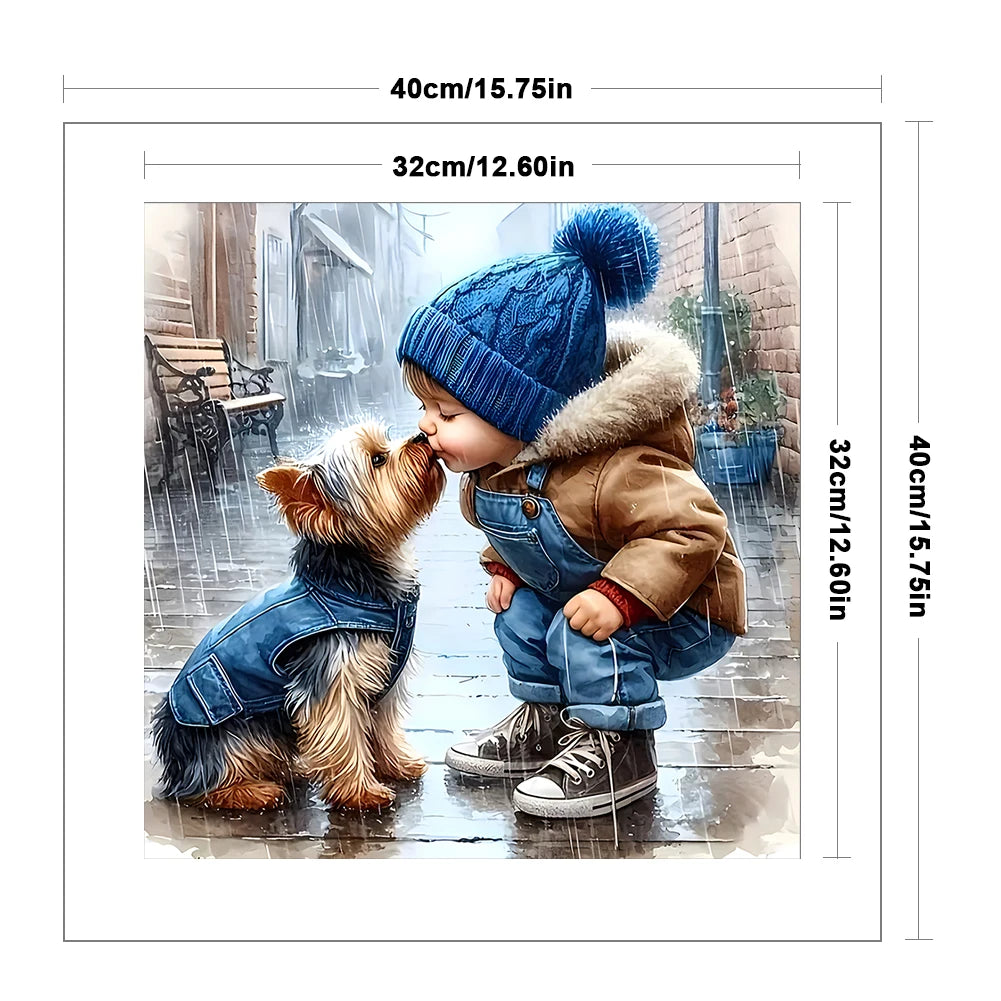 Full Embroidery ,Thread Printed Boy Cross Stitch Kit Art